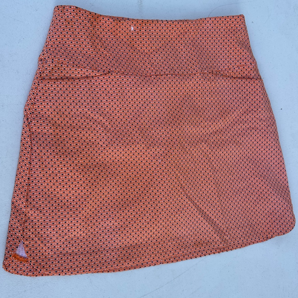 Lady Hagen Orange Geometric Mini Skirt